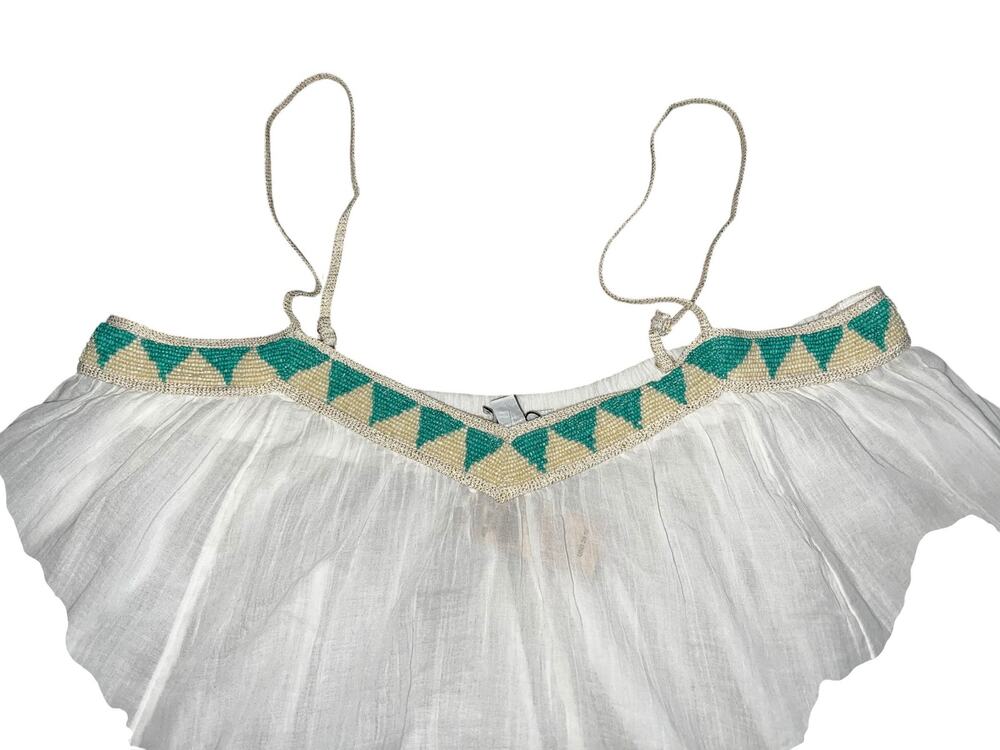 American Eagle Outfitters Boho Spaghetti Strap Tank Top Teal Gold Flowy Size L